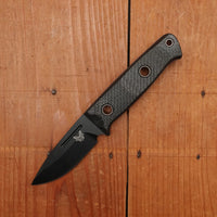 Benchmade 165BK Mini Bushcrafter 3.4" Drop Point CPM-Cruwear Super Strong Tool Steel Fixed Blade Carbon Fiber Handle with Sheath