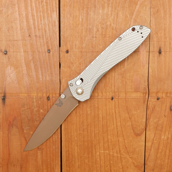 Benchmade 710FE-24 Seven | Ten Recurve Drop Point CPM-S90V AXIS Lock Gray Aluminium Handle