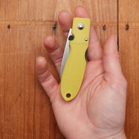 Moki Coupe Folding Knife AUS-8 Lockback Grilon Mustard Yellow Handle