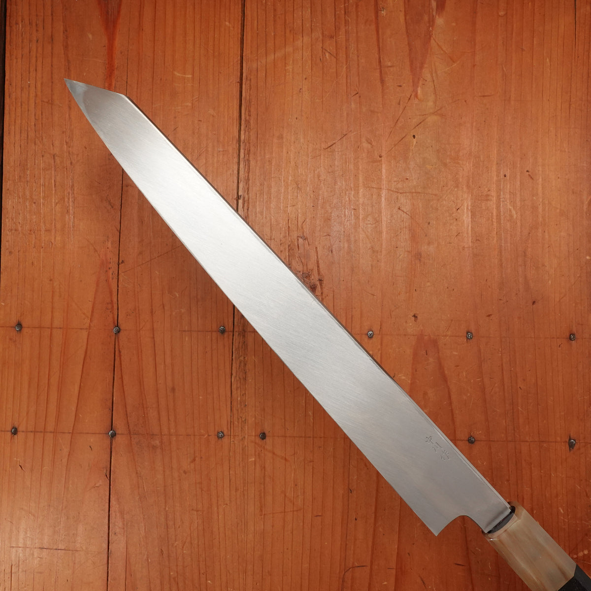 Hatsukokuro Nakagawa 270mm Kiritsuke Yanagi Shirogami 3 Abura Honyaki Ebony Blonde Buffalo Horn