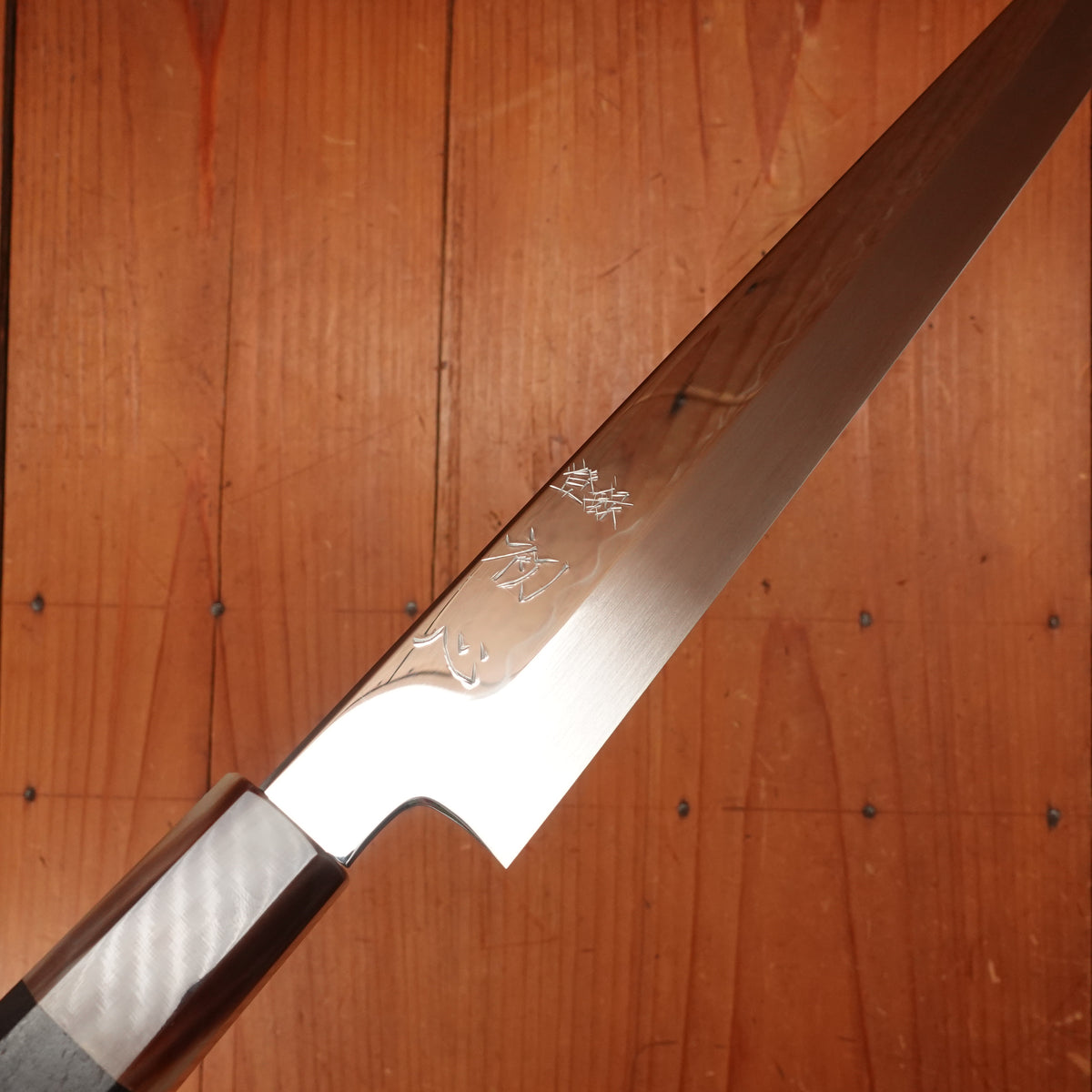 Hatsukokuro Nakagawa 270mm Kiritsuke Yanagi Shirogami 3 Abura Honyaki Ebony Blonde Buffalo Horn