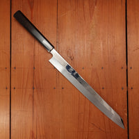 Hatsukokoro Nakagawa 300mm Kiritsuke Yanagi Shirogami 3 Abura Honyaki Kyomen Ebony Blonde Buffalo Horn