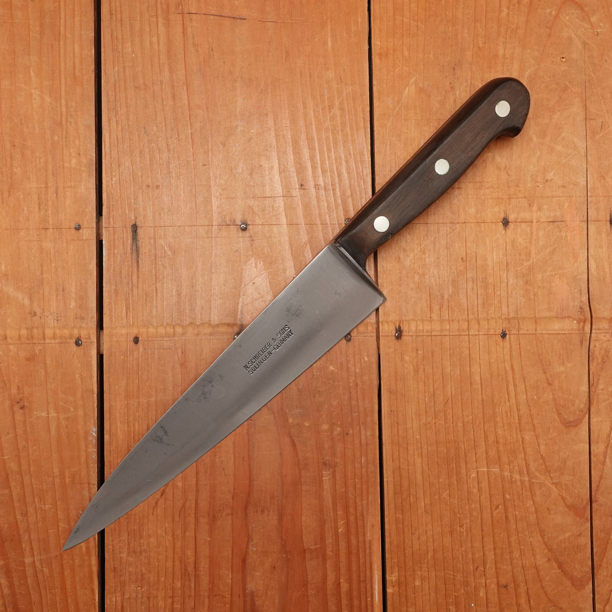 N Schreiber & Sons 8" Chef Knife Hand Forged Carbon Steel Solingen 1950s