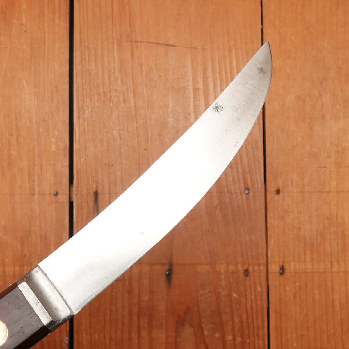 Unmarked 7" Curved Boning / Scimitar Carbon Steel Rosewood USA 1920s - 50s