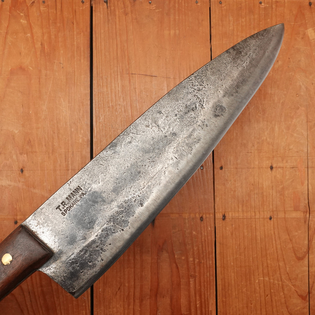 T R Mann 12” Lobster Splitter Heavy Chef Knife 1890-1930s? Spokane, Washington