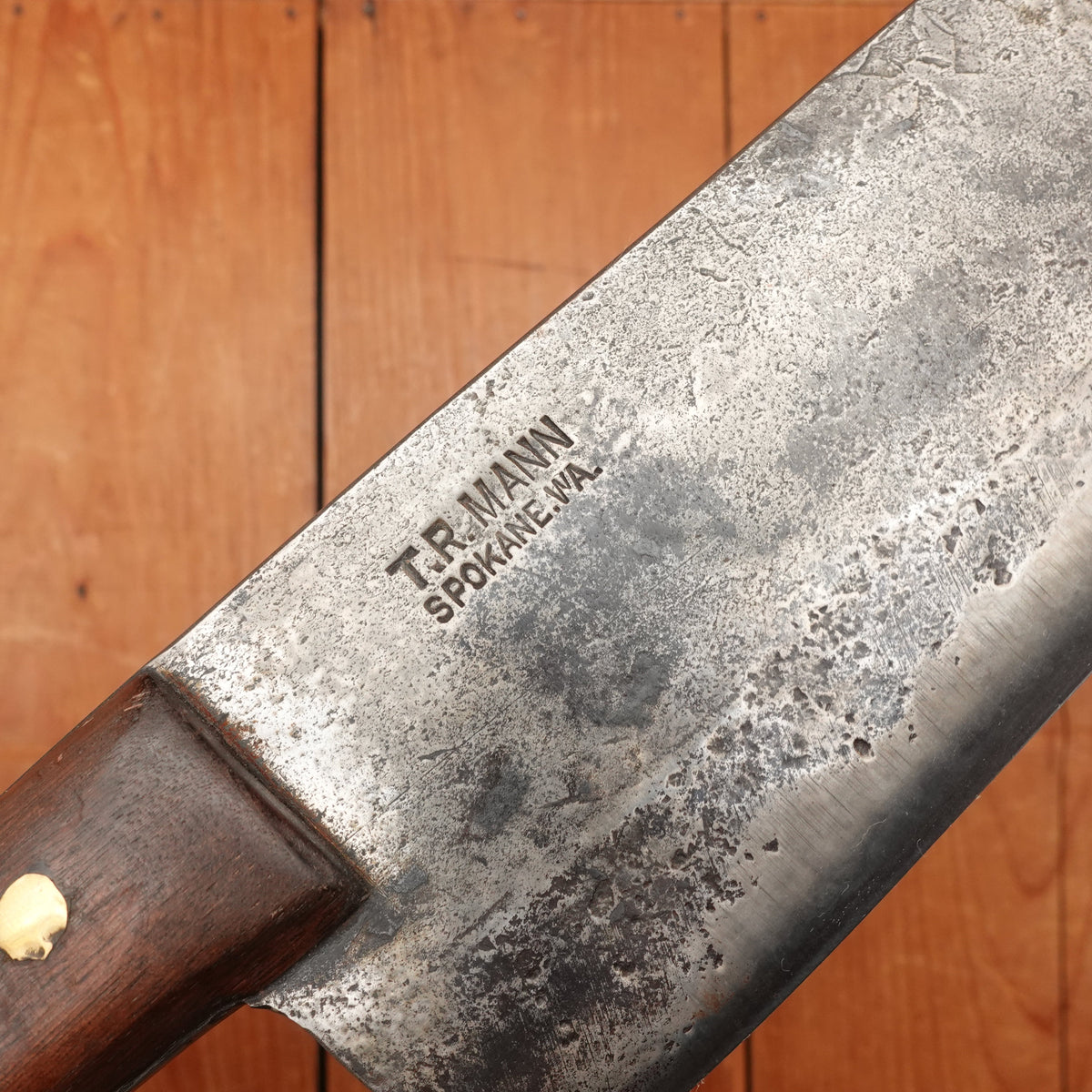 T R Mann 12” Lobster Splitter Heavy Chef Knife 1890-1930s? Spokane, Washington