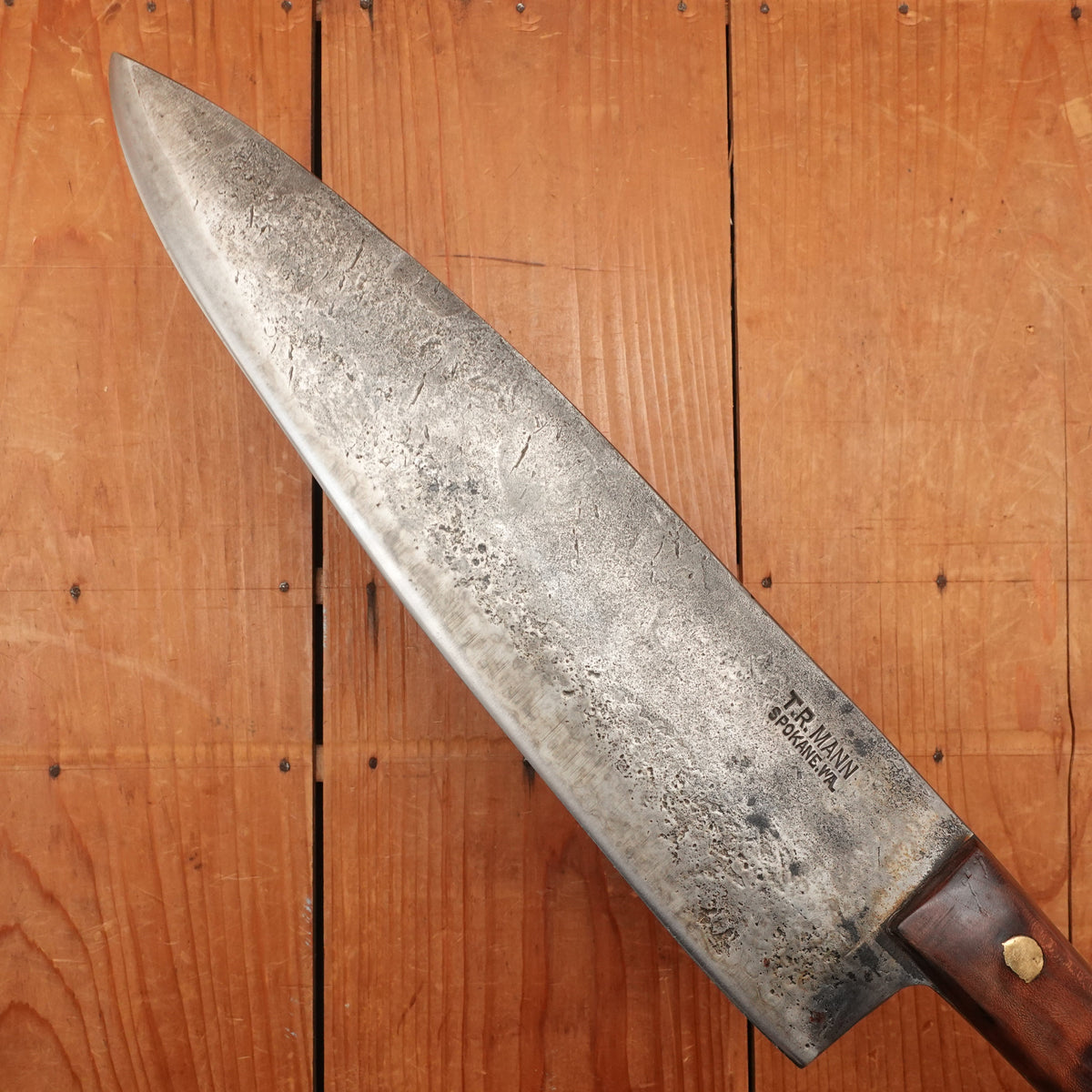 T R Mann 12” Lobster Splitter Heavy Chef Knife 1890-1930s? Spokane, Washington