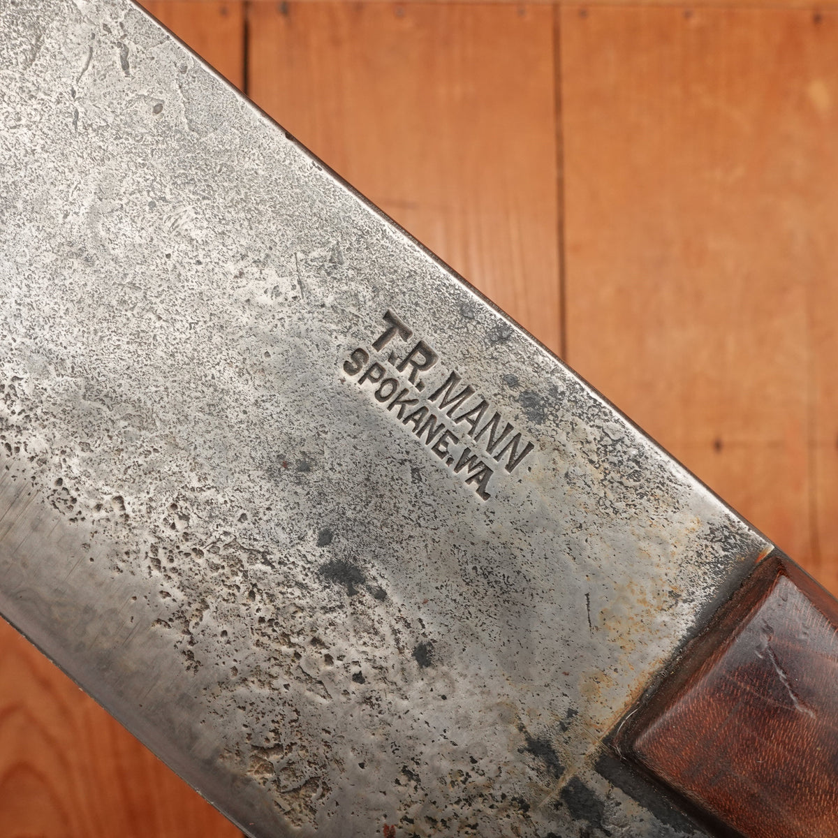 T R Mann 12” Lobster Splitter Heavy Chef Knife 1890-1930s? Spokane, Washington