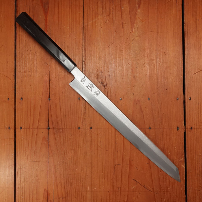 Hatsukokuro Nakagawa 300mm Kiritsuke Yanagi Aogami 1 Damascus Black Buffalo Horn