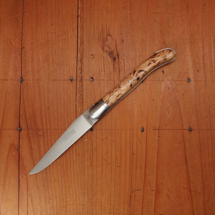 Fontenille Pataud Laguiole Nature 12cm Pocket Knife Stainless Lockback Curly Birch