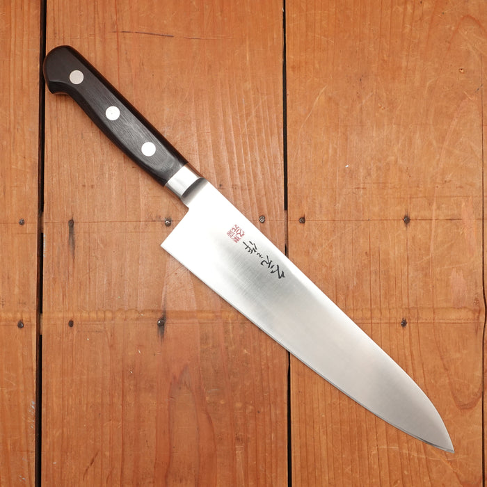 Morihei Hisamoto 210mm Gyuto Stainless Pakka Handle Natural Stone Finish