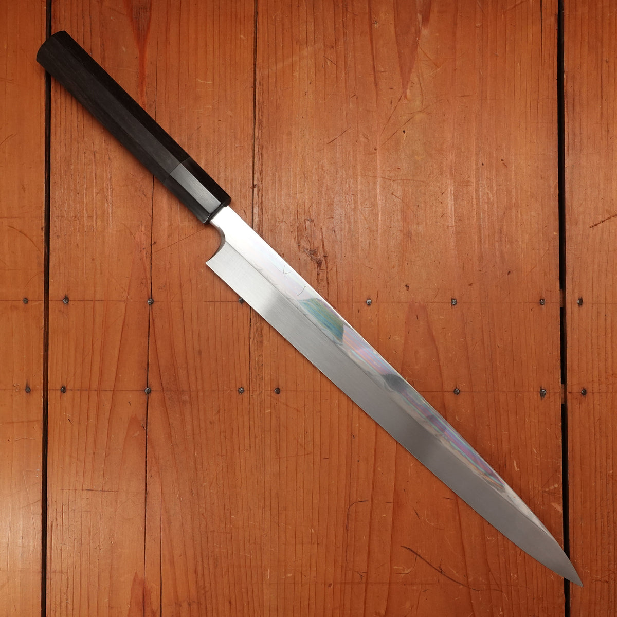 Hitohira Togashi 330mm Yanagi Shirogami 1 Mizu Honyaki Taihei Ebony with Saya