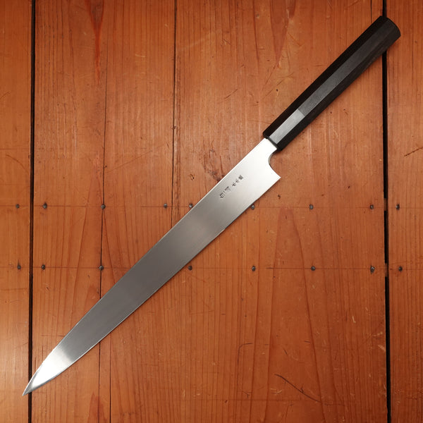 Hitohira Togashi 330mm Yanagi Shirogami 1 Mizu Honyaki Taihei Ebony with Saya