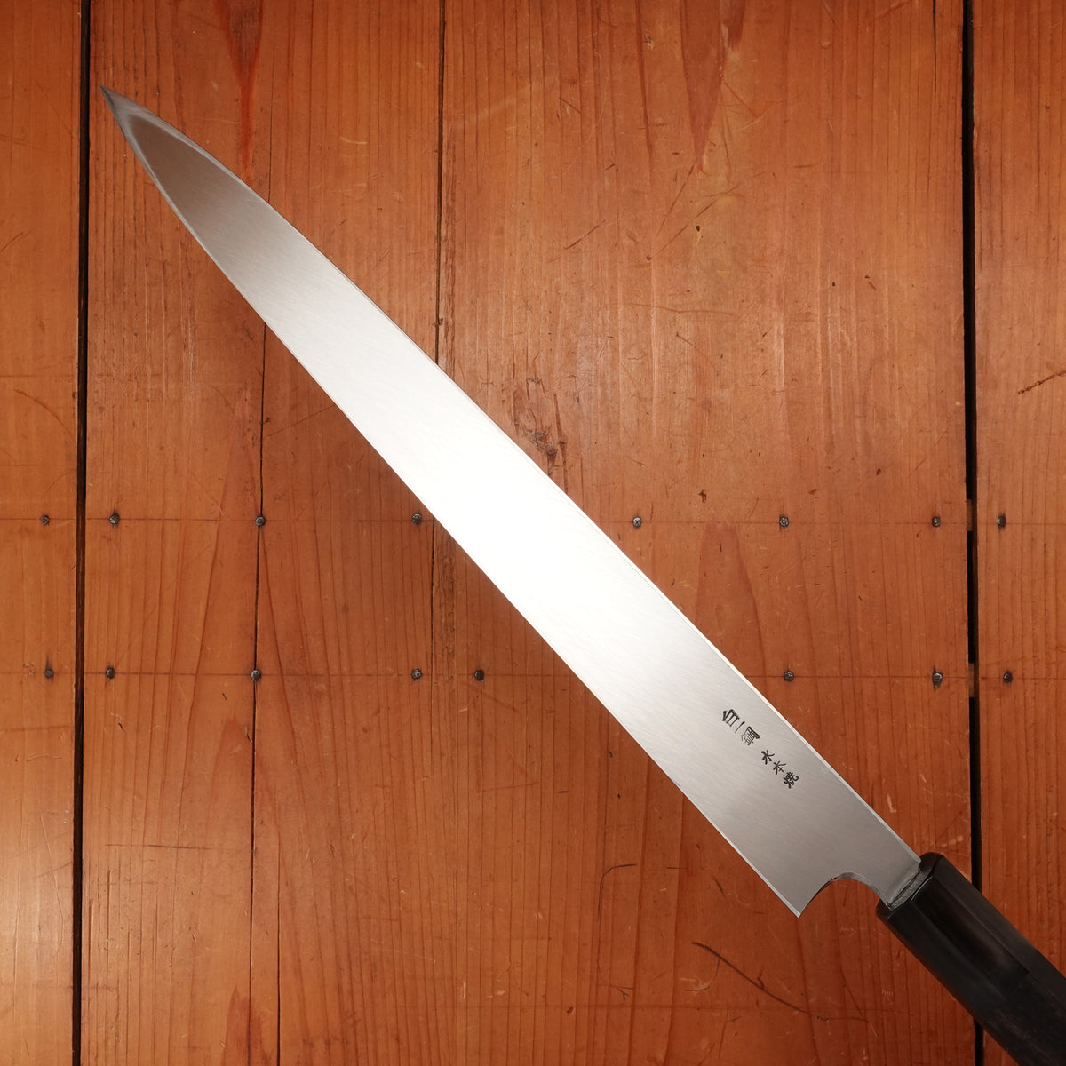 Hitohira Togashi 330mm Yanagi Shirogami 1 Mizu Honyaki Taihei Ebony with Saya