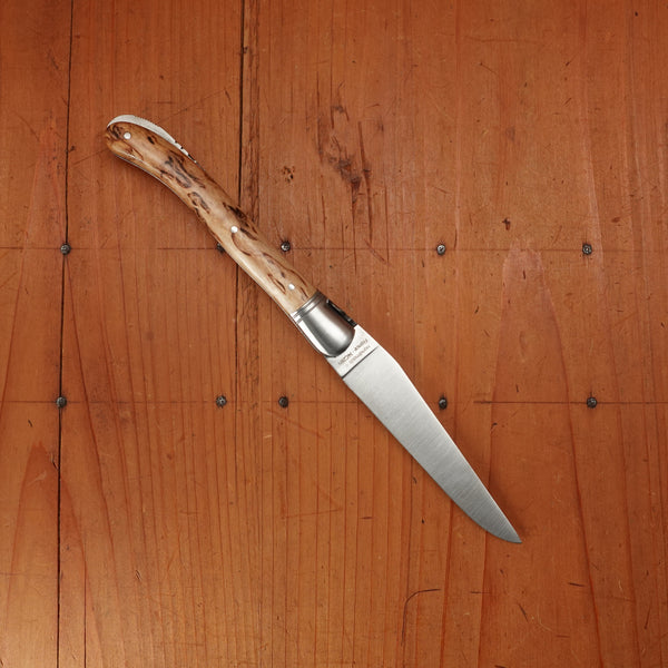 Fontenille Pataud Laguiole Nature 12cm Pocket Knife Stainless Lockback Curly Birch