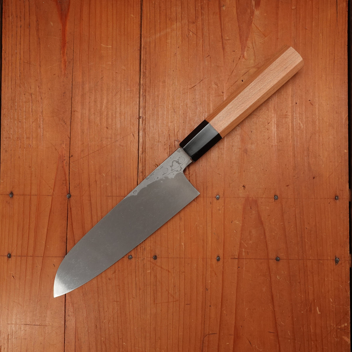 Tanabe Tatara 165mm Santoku Single Bevel Suminagashi Tamahagane Yamazuka