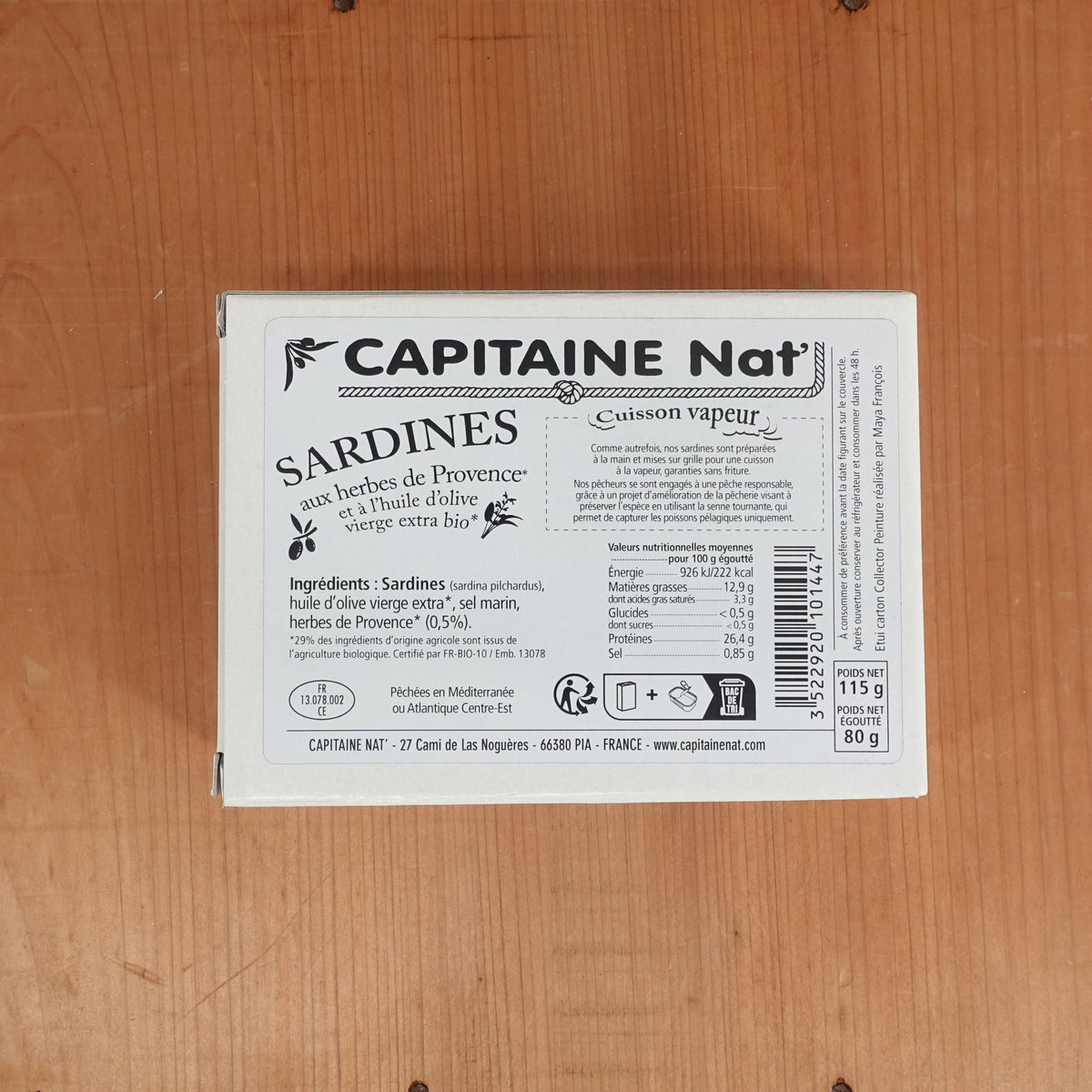 Capitaine Nat' Sardines with Provencal Herbs and Organic Extra Virgin Olive Oil - 115g