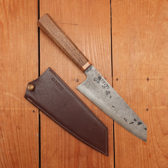 Trade In Blenheim Forge 180mm Bunka Santoku Iron Clad Aogami 2 Walnut & Copper with Sheath