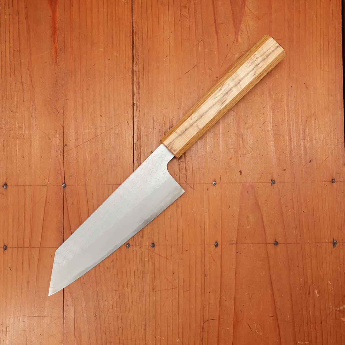 Sakai Kikumori 165mm Bunka VG10 Tsuchime Oakwood Handle