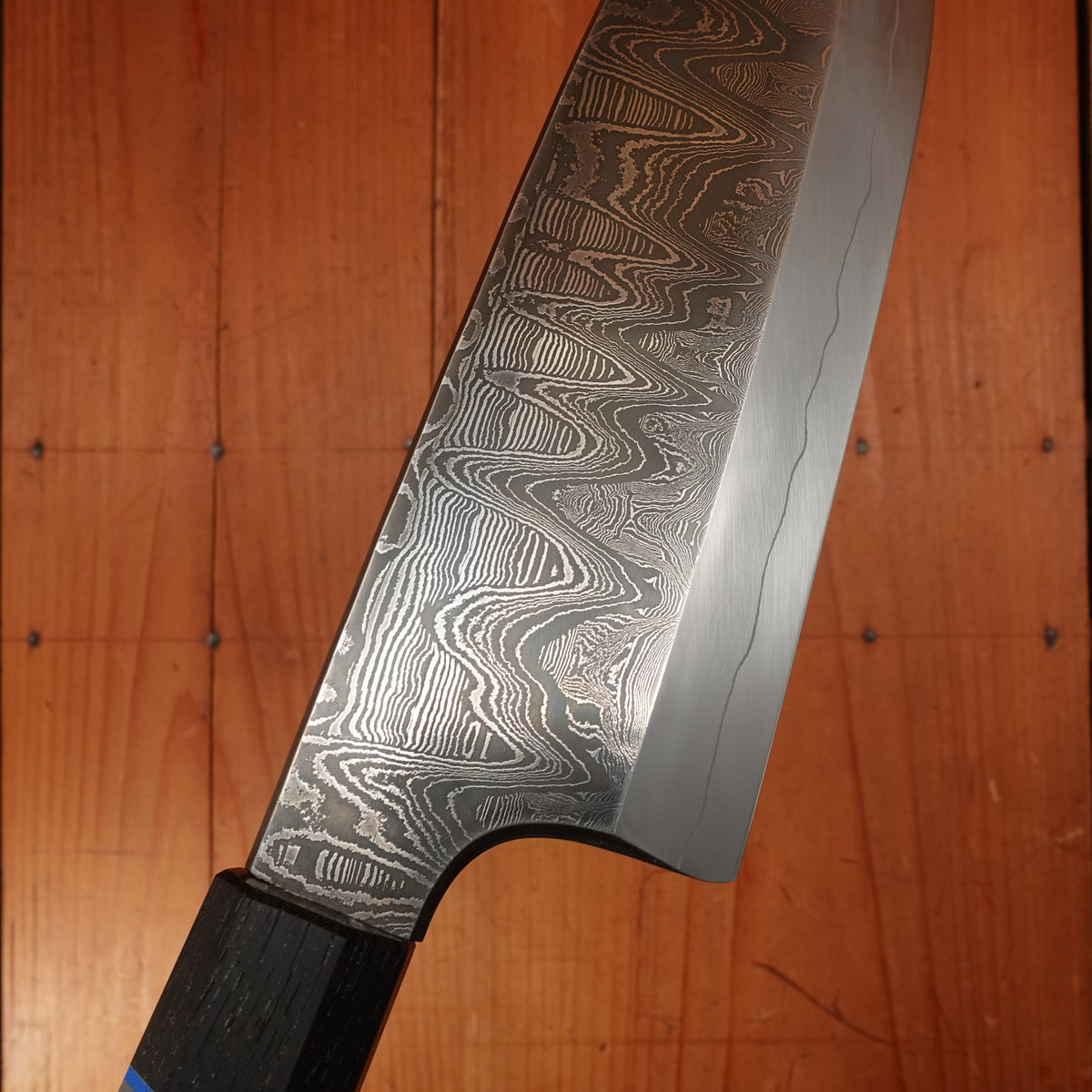 Alma Knife Co. 180mm Deba Hand Forged Ni Mai Damascus Aogami 2 Bog Oak G10 & Damascus Divider