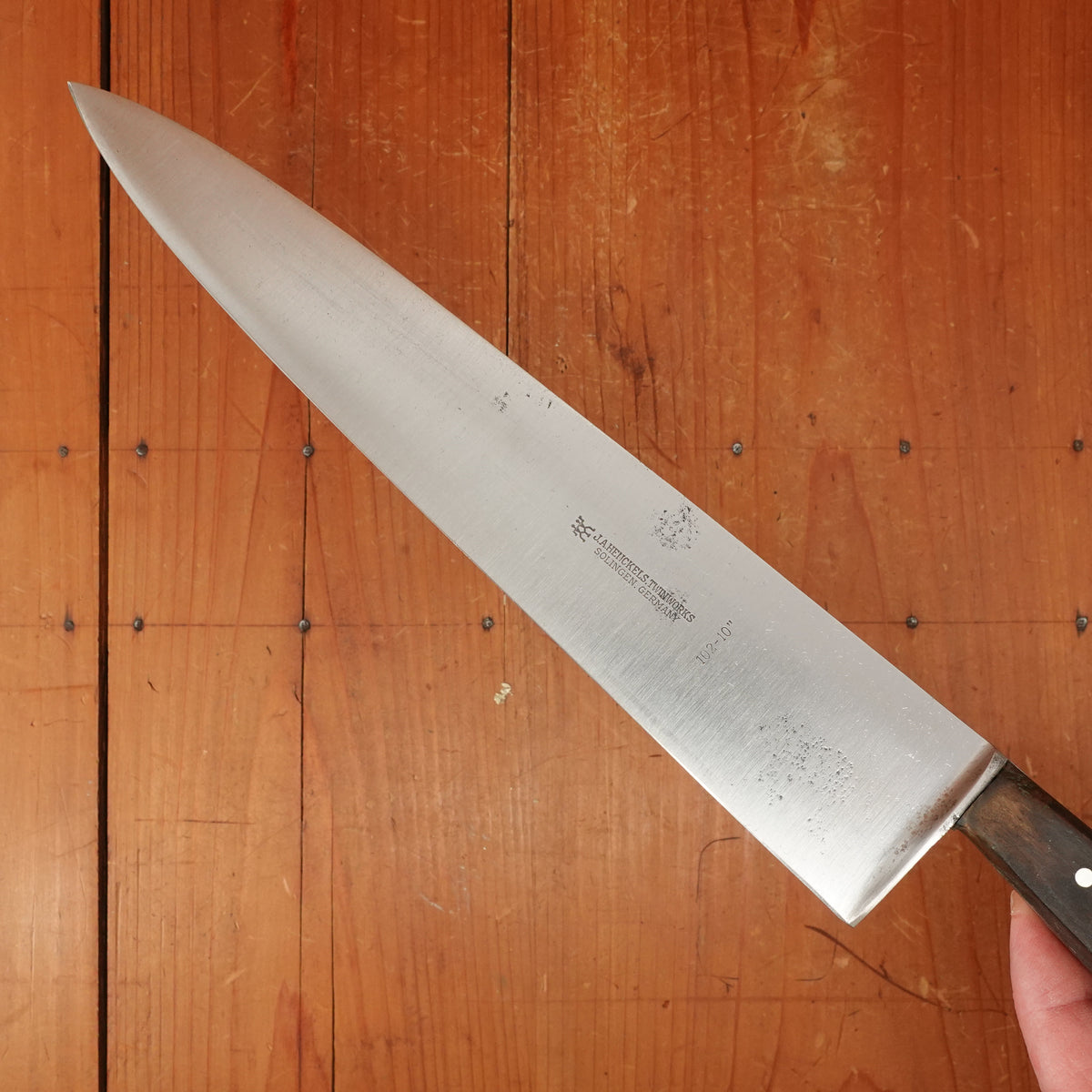 Vintage J A Henckels 10.5" Chef Knife 102-10" Carbon Steel Solingen, Germany Pre-WW2?