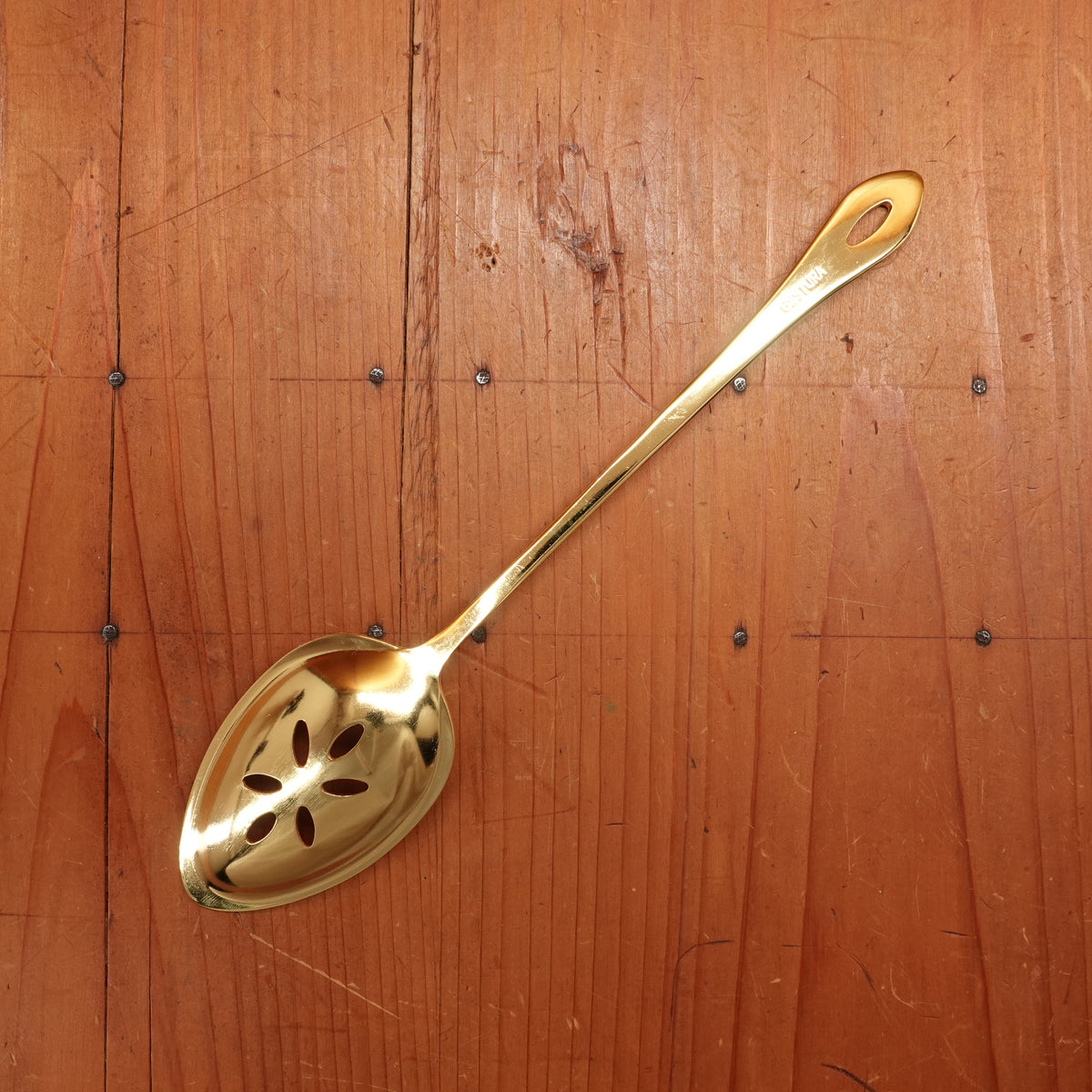 Gestura 9” 00 Oro Golden Stainless Steel Kitchen Slotted Spoon