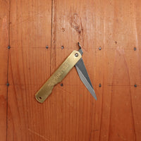 Higonokami Kiridashi Folding Knife Aogami 2 Large Brass Handle