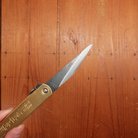 Higonokami Kiridashi Folding Knife Aogami 2 Large Brass Handle