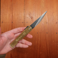 Higonokami Kiridashi Folding Knife Aogami 2 Large Brass Handle