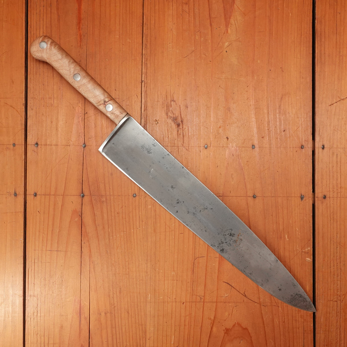 Wear Ever 12.25” Chef Carbon Steel ~1950’s USA Rehanded In Maple