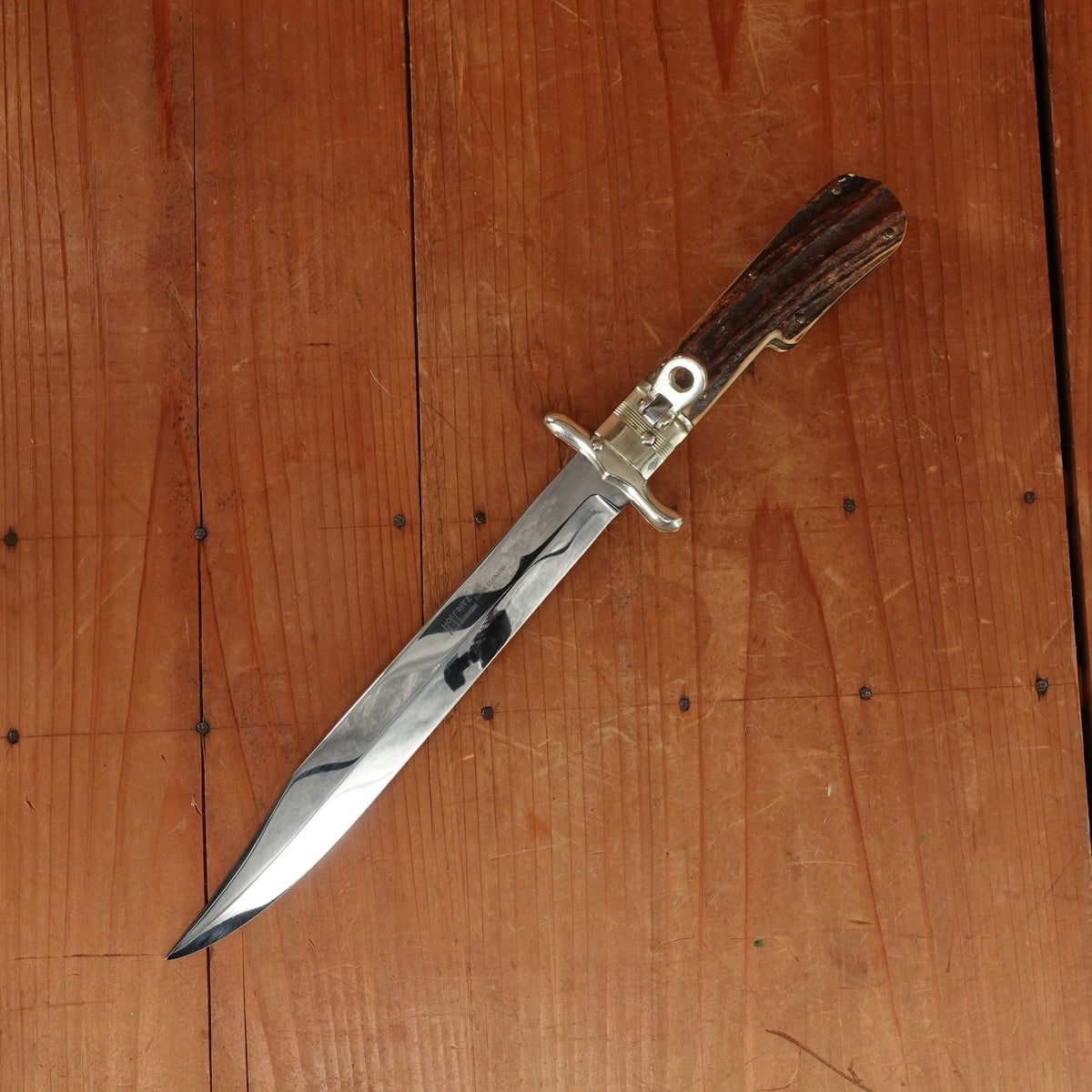 Hoffritz Folding Bowie 'Super Stainless' Nickel & Stag Near Mint 1950s-60s A Wingen?