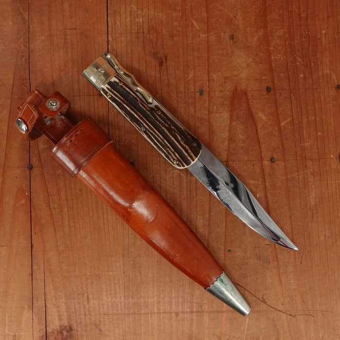 Hoffritz Folding Bowie 'Super Stainless' Nickel & Stag Near Mint 1950s-60s A Wingen?