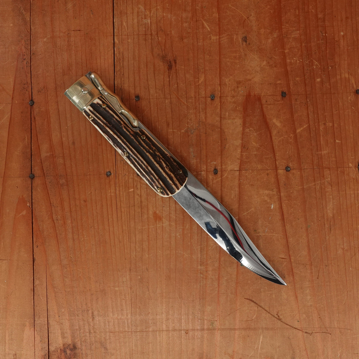 Hoffritz Folding Bowie 'Super Stainless' Nickel & Stag Near Mint 1950s-60s A Wingen?