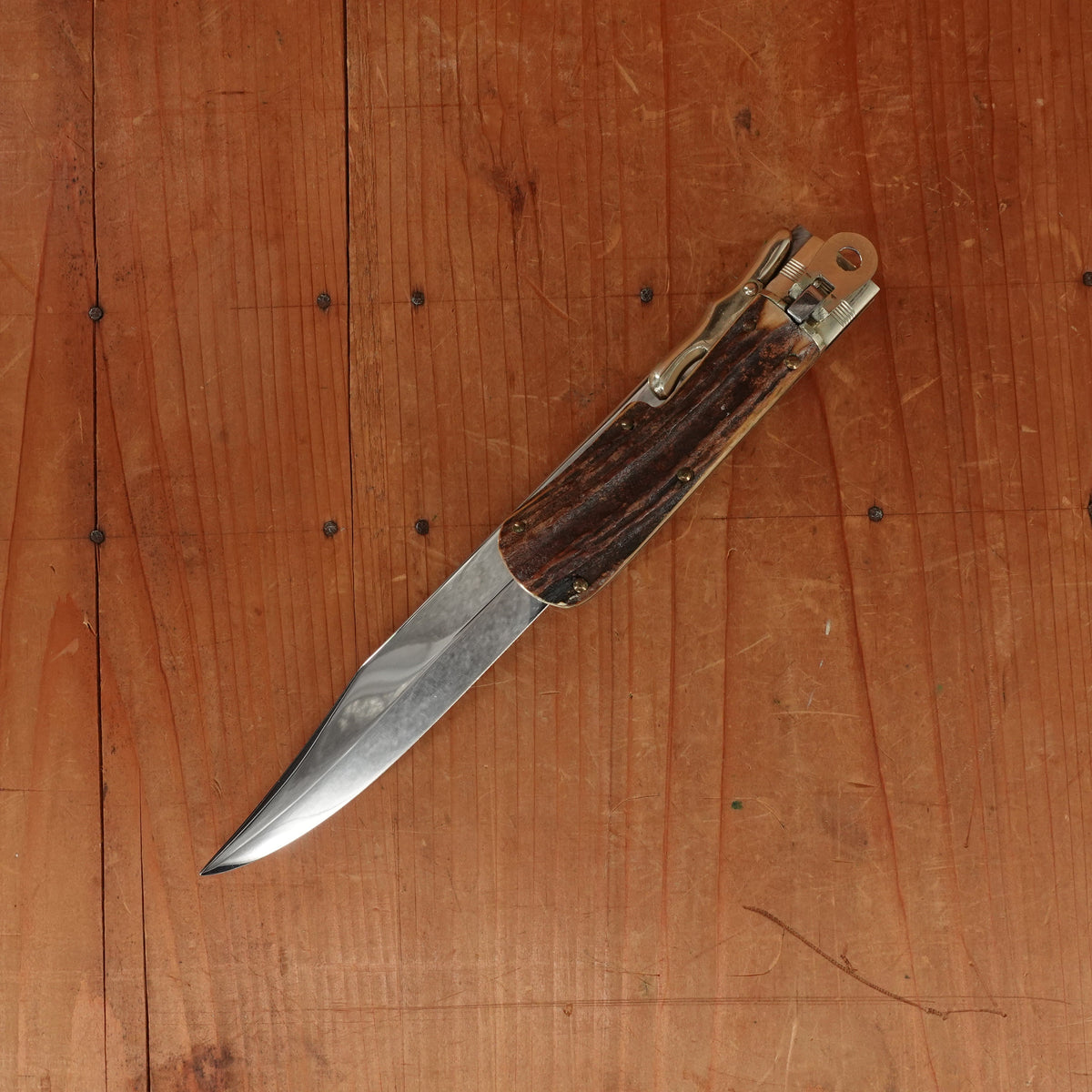 Hoffritz Folding Bowie 'Super Stainless' Nickel & Stag Near Mint 1950s-60s A Wingen?