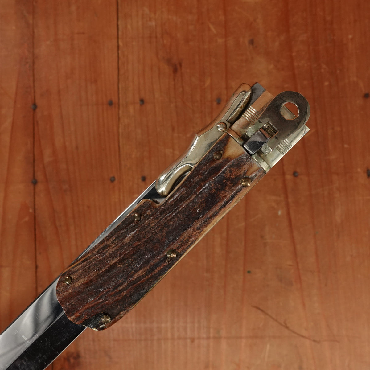A Wingen Hoffritz Folding Bowie 'Super Stainless' Nickel & Stag Near Mint 1950s-60s