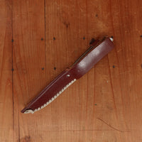 Western 4" Bird & Trout L4ABG Carbon Steel Stacked Leather 1950s