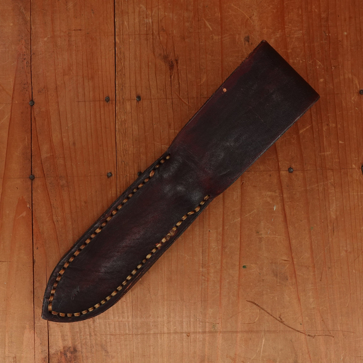 Unidentified Custom Belt Knife 5" Stainless Blade Stag & Brass Original Sheath