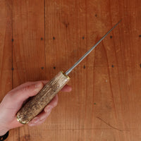 Unidentified Custom Belt Knife 5" Stainless Blade Stag & Brass Original Sheath