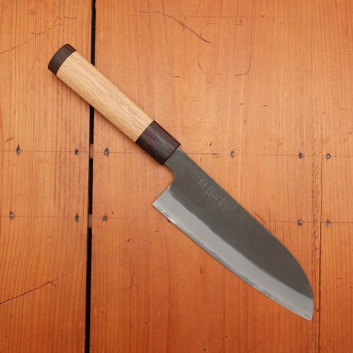 Tagai Sanjo 165mm Santoku Stainless Clad Shirogami 2 Oak and Wenge Handle