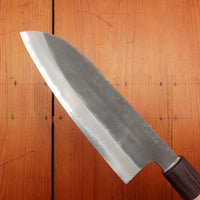 Tagai Sanjo 165mm Santoku Stainless Clad Shirogami 2 Oak and Wenge Handle