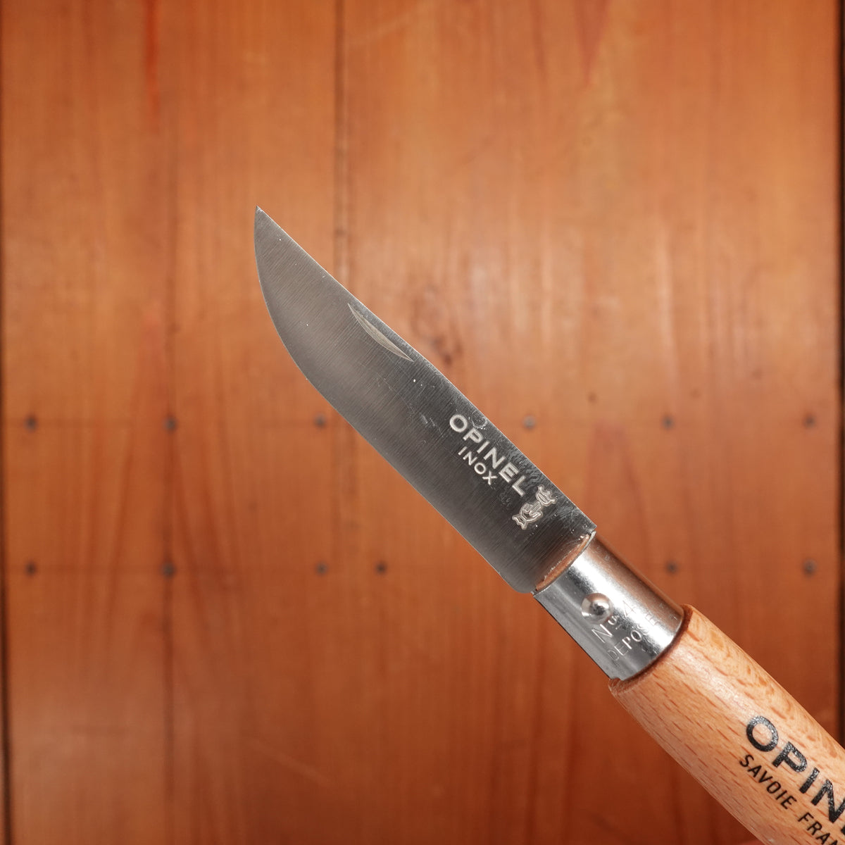 Opinel Straight Back Stainless Keyring Knife Beechwood - No. 4