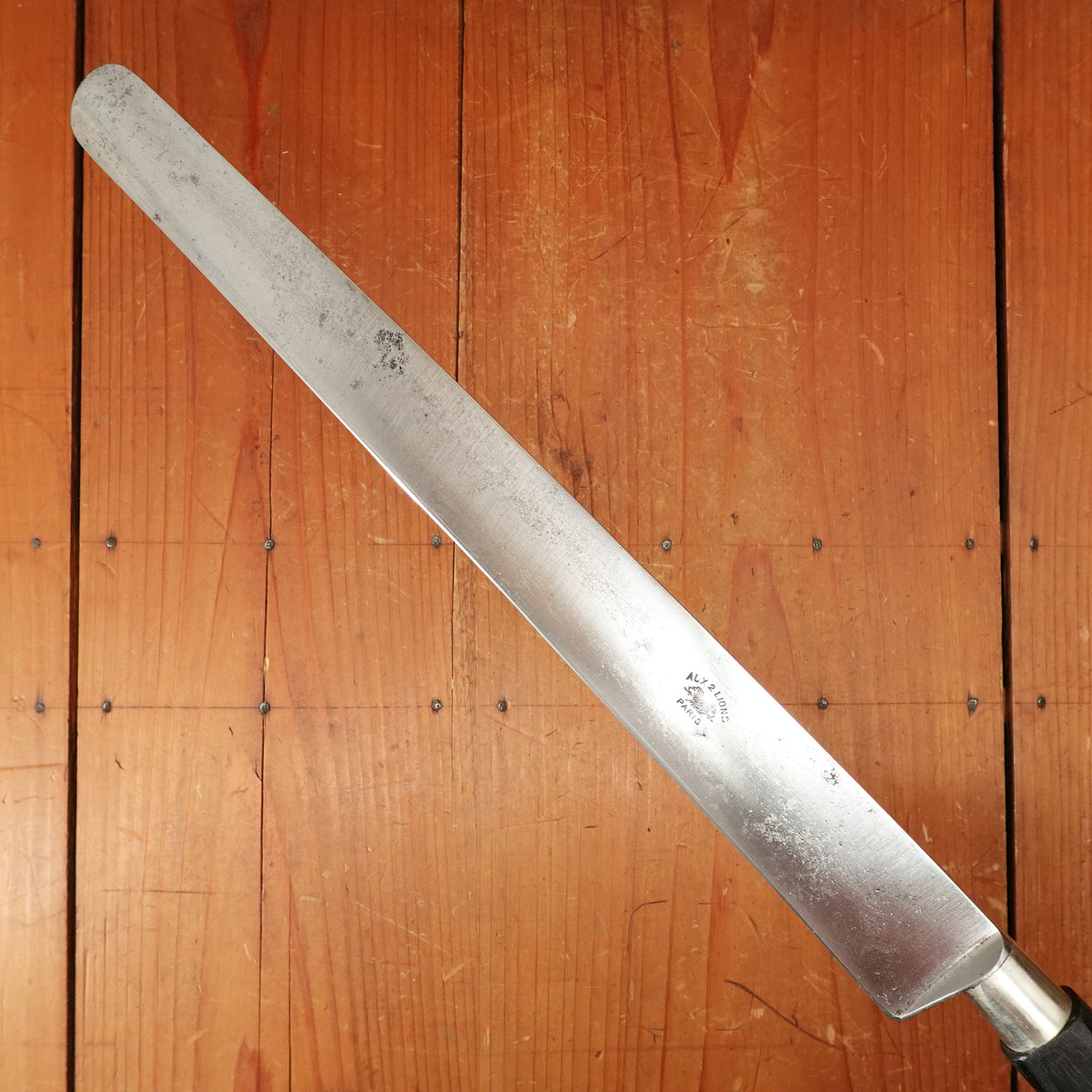 Sabatier Aux 2 Lions Paris 12" Round Tip Slicer Carbon Steel Nogent Style / Cuisine Massif Nickel Rosewood Handle