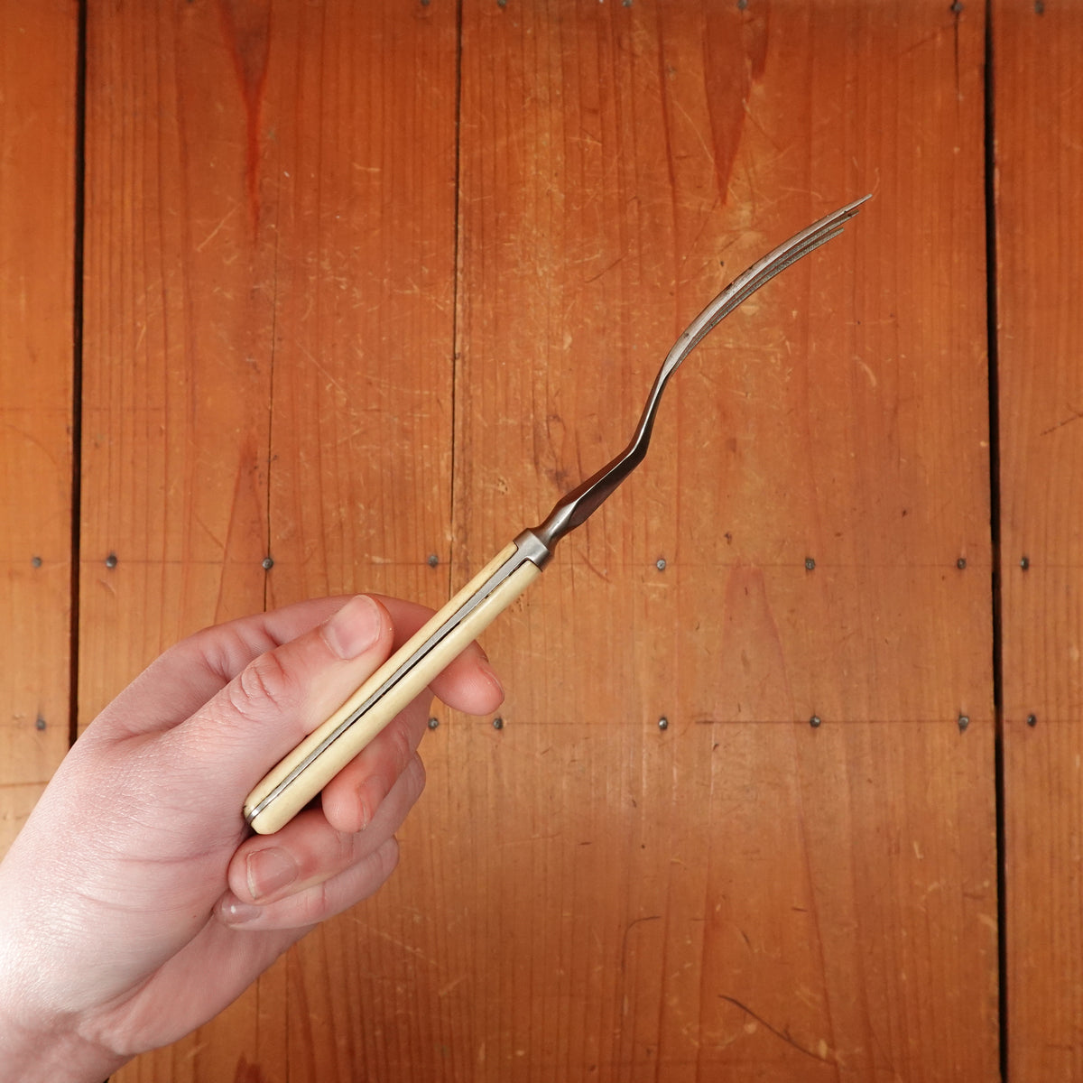 Lamson & Goodnow Set of 4 Luncheon Knives & Forks Carbon & Bone Shellburne Falls Mass 1840s-1853