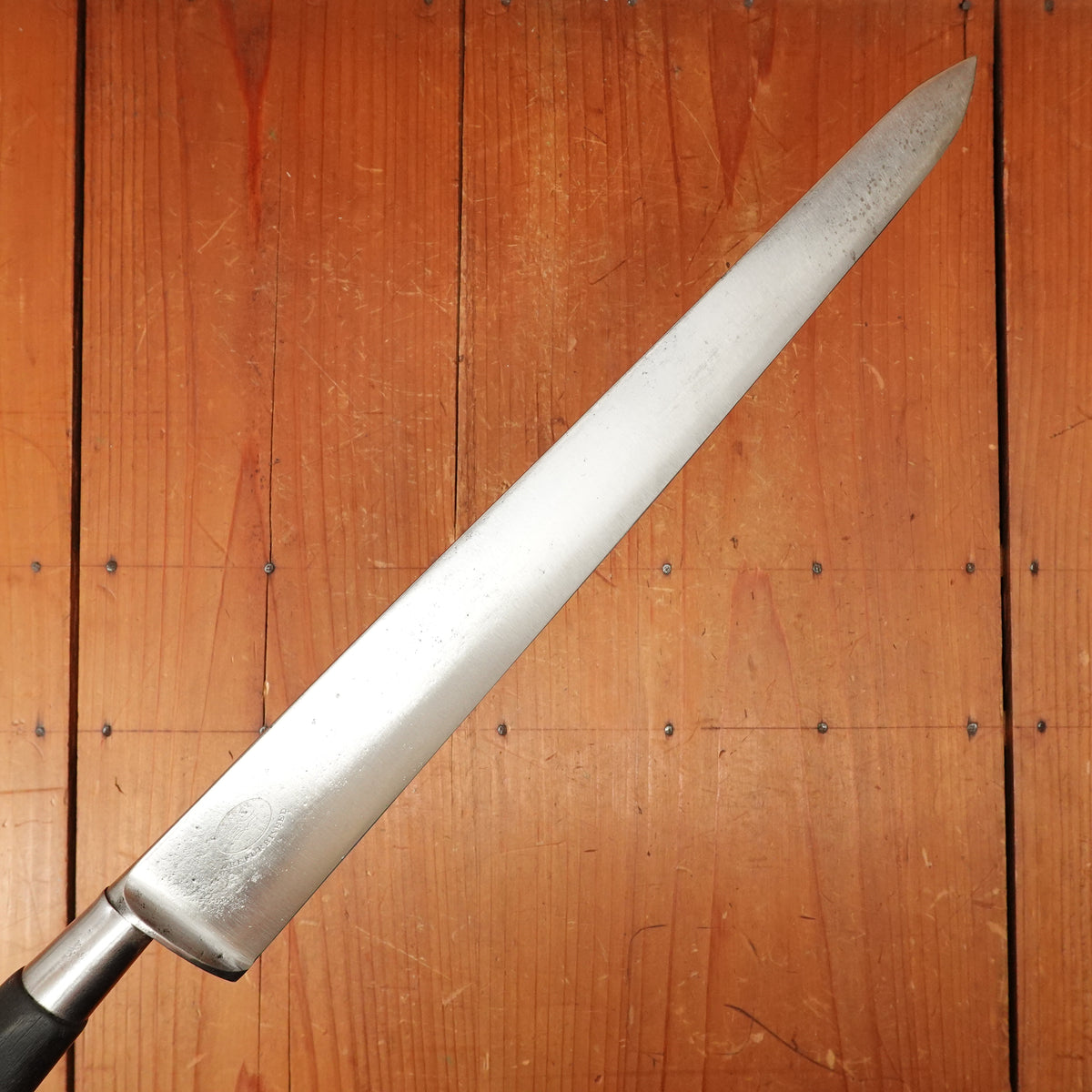 J Russell Green River Works 12.25" Slicer Carbon Steel Ebony Turners Falls Mass 1870s-1900?