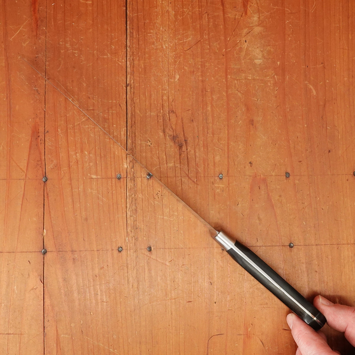 Ekco Ancienne Maison / Sabatier Trumpet 8.25" Yataghan Slicer Stainless Walnut 1950s 60s