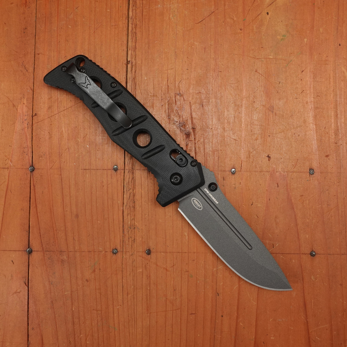 Benchmade 275GY-1 Adamas Drop Point CPM-Cru-Wear AXIS Lock Black G10 Handle with Sheath