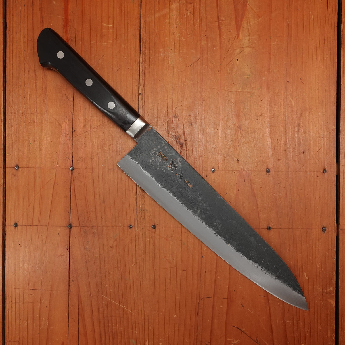 Morihei Hisamoto 240mm Gyuto Iron Clad Shirogami 1 Kurouchi Pakka Handle