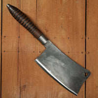 L W 8.75" Cleaver / Splitter Hand Forged Carbon Steel Turned Handle USA? France? Late 1800s-1900s