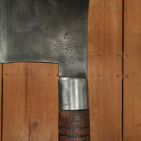 L W 8.75" Cleaver / Splitter Hand Forged Carbon Steel Turned Handle USA? France? Late 1800s-1900s