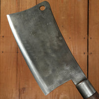L W 8.75" Cleaver / Splitter Hand Forged Carbon Steel Turned Handle USA? France? Late 1800s-1900s